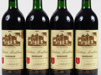 Vente aux enchères 4 BOUTEILLES CHÂTEAU MONTBRUN CB MARGAUX - 1989 - BG