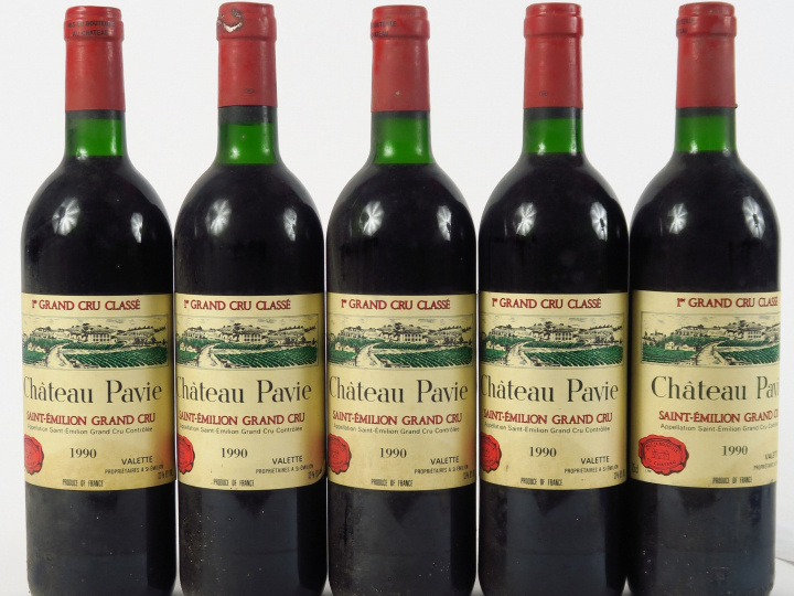 6 BOUTEILLES CHÂTEAU PAVIE 1er GCC ST EMILION - 1990 - 3 BG/2 LB