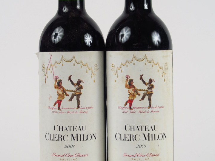 2 BOUTEILLES CHÂTEAU CLERC MILON GCC PAUILLAC - 2001 - 1 ELD