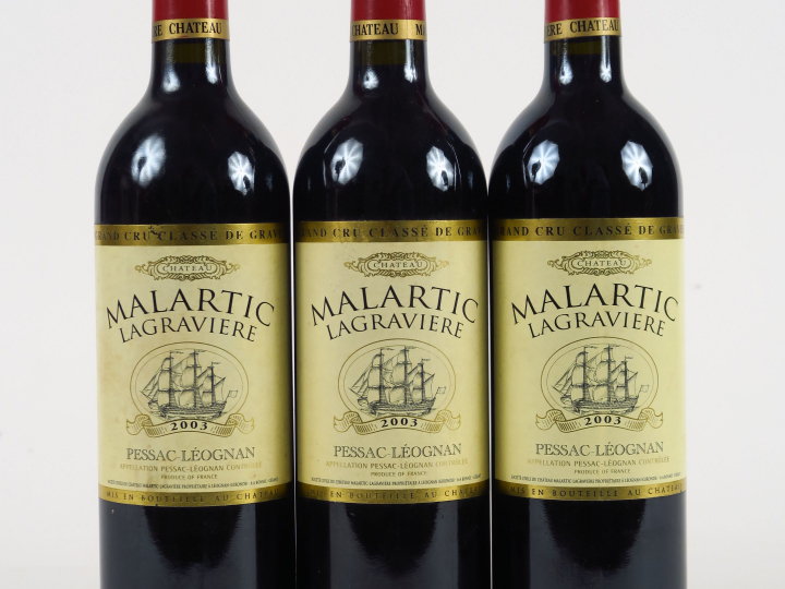 3 BOUTEILLES CHÂTEAU MALARTIC LAGRAVIERE GCC GRAVES - 2003