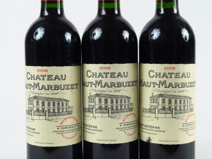 3 BOUTEILLES CHÂTEAU HAUT MARBUZET ST ESTEPHE - 2008