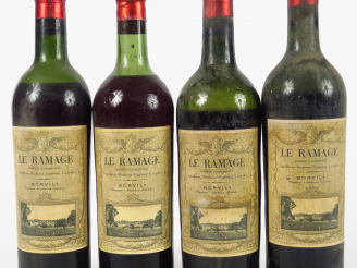 Vente aux enchères 4 BOUTEILLES LE RAMAGE BORDEAUX SUPERIEUR ANNEES 40 - 1 HEP/2 BEP/1 VI