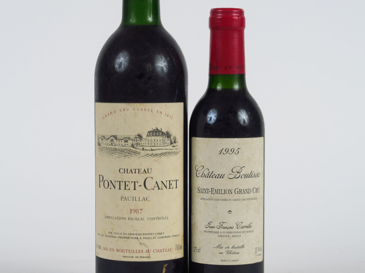 2 BOUTEILLES : 1 CHÂTEAU PONTET CANET GCC PAUILLAC 1987 BG - 1 DEMIE B