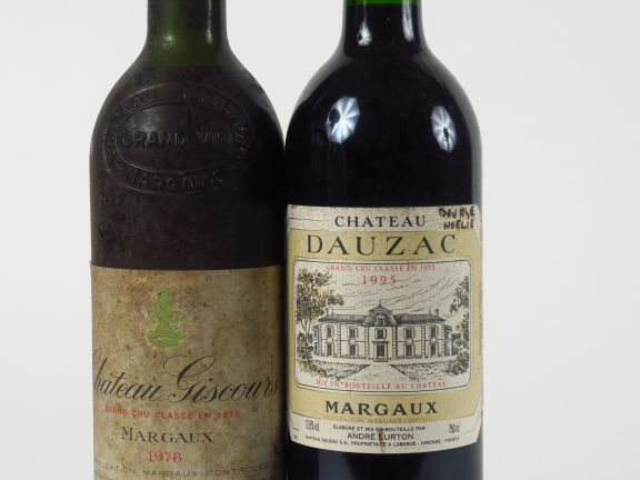 2 BOUTEILLES MARGAUX : 1 CHÂTEAU GISCOURS 1978 HEP/EA - 1 CHÂTEAU DAUZ