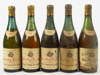 Vente aux enchères 5 BOUTEILLES POUILLY FUISSE LEJAY LAGOUTE - 1945 - 6 à 8 CM/BS