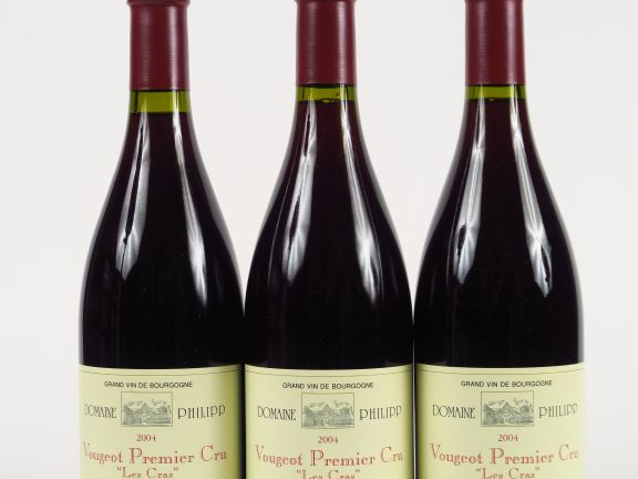 3 BOUTEILLES VOUGEOT 1er CRU 'LES CRAS' DOMAINE PHILIPP - 2004