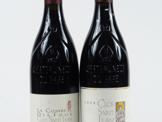 Vente aux enchères 2 BOUTEILLES CHATEAUNEUF DU PAPE 2008 : 1 CLOS ST JEAN - 1 LA COMBE DE