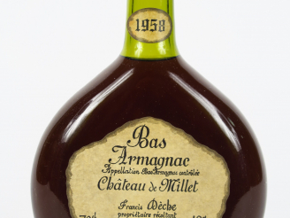 Vente aux enchères 1 BOUTEILLE BAS ARMAGNAC CHÂTEAU DE MILLET F. DECHE 42° - 1958