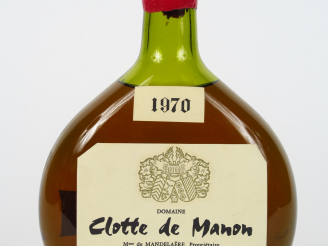 Vente aux enchères 1 BOUTEILLE BAS ARMAGNAC CLOTTE DE MANON Mme de MANDELAERE 42° - 1970