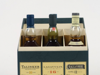 Vente aux enchères 3 FLACONS (20 cl) WHISKY : 1 TALISKER 10 ANS - 1 LAGAVULIN 16 ANS - 1 