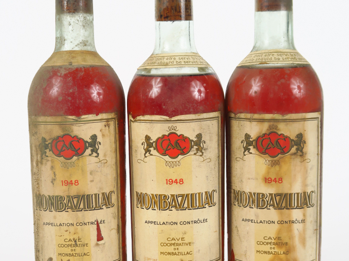 3 BOUTEILLES MONBAZILLAC - 1948 - 1 HEP-MEP/2 BEP/BS/EA