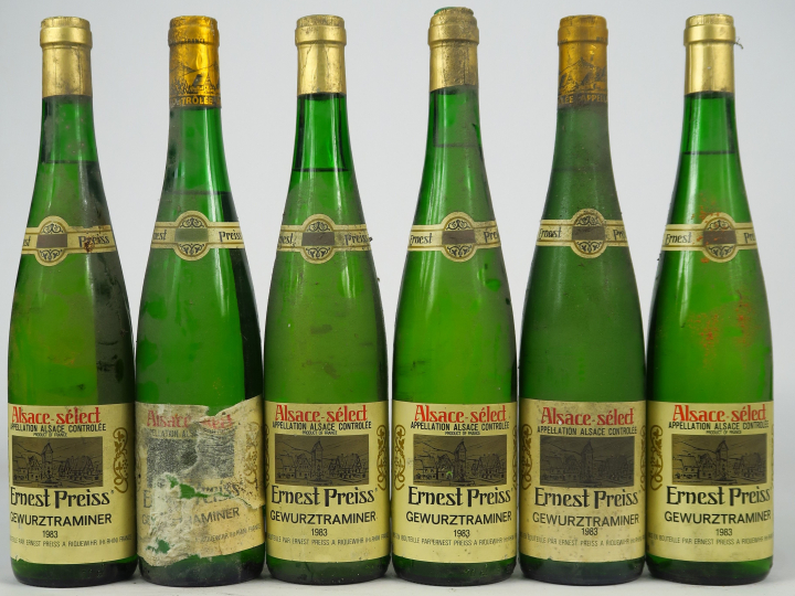 6 BOUTEILLES GEWURZTRAMINER E. PREISS - 1983 - DE 3 à 5 CM/BS