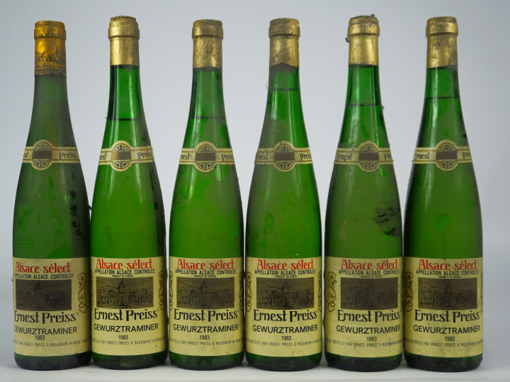 6 BOUTEILLES GEWURZTRAMINER E. PREISS - 1983 - DE 3 à 5 CM/BS