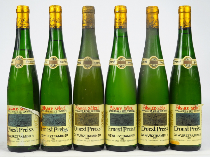 6 BOUTEILLES GEWURZTRAMINER E. PREISS - 1985 - DE 2 à 5 CM