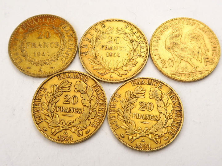 5 pièces de 20 francs or