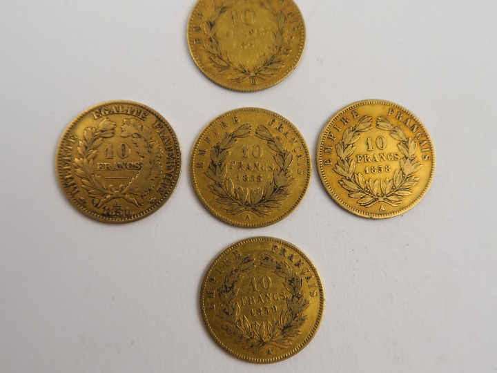 5 pièces de 10 francs or