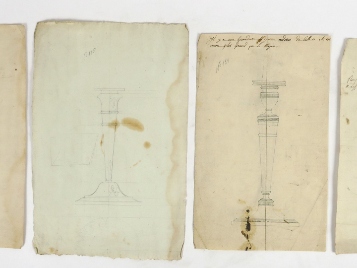 Ecole française XIXème « Projets pour des torchères, candélabres ou ch