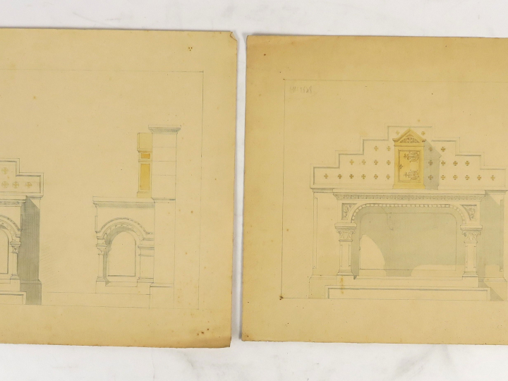 	A.MONTAGNIER « Projet pour un autel » Dessin aquarellé. Signé du tamp