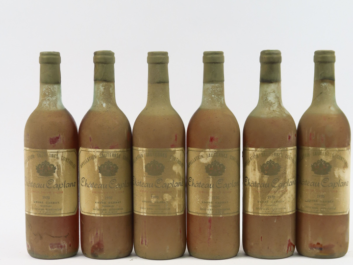 6 BOUTEILLES CHÂTEAU CAPLANE SAUTERNES - 1970 - 3 HEP/3 MEP/BS