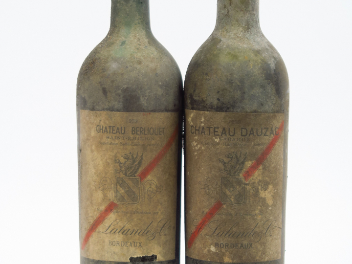 2 BOUTEILLES de 1939 : 1 CHÂTEAU DAUZAC HAUT MEDOC MEP/ES/BS/CAPS ABS 