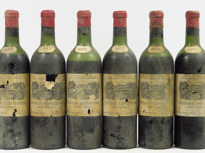 6 BOUTEILLES CHÂTEAU LAPELLETRIE ST EMILION - 1953 - 2 MEP/4 BEP/BS/EA