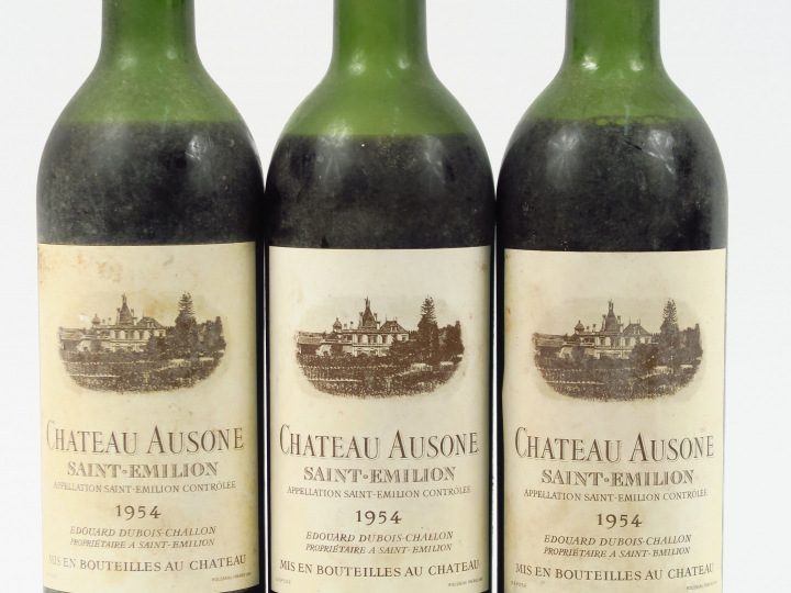 3 BOUTEILLES CHÂTEAU AUSONE ST EMILION - 1954 - BEP/BTLS/1 CAPS TLA
