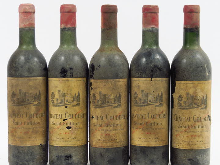 5 BOUTEILLES CHÂTEAU COUDERT ST EMILION - 1955 - 4 LB-HEP/1 MEP/BS/EA/
