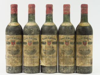 Vente aux enchères 5 BOUTEILLES CHÂTEAU TRIMOULET GCC ST EMILION - 1957 - 3 BG/1 LB/1 HEP
