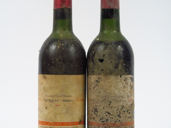 2 BOUTEILLES CHÂTEAU CLERC MILON GCC PAUILLAC - 1959 -2 MEP/EA/1 PRESU