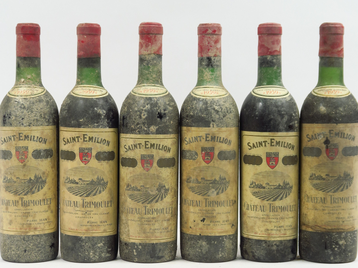 6 BOUTEILLES CHÂTEAU TRIMOULET GCC ST EMILION - 1959 - 4 BG/2 LB/BS