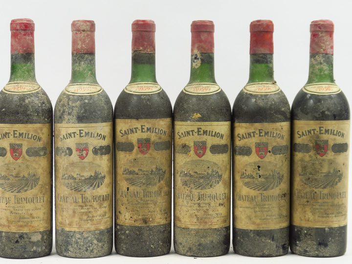 6 BOUTEILLES CHÂTEAU TRIMOULET GCC ST EMILION - 1959 - 1 BG/2 LB-HEP/1