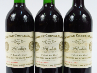 Vente aux enchères 3 BOUTEILLES CHÂTEAU CHEVAL BLANC 1er GCC ST EMILION - 1974