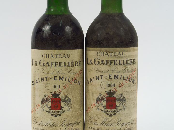 2 BOUTEILLES CHÂTEAU LA GAFFELIERE 1er GCC ST EMILION : 1 de 1961 HEP+
