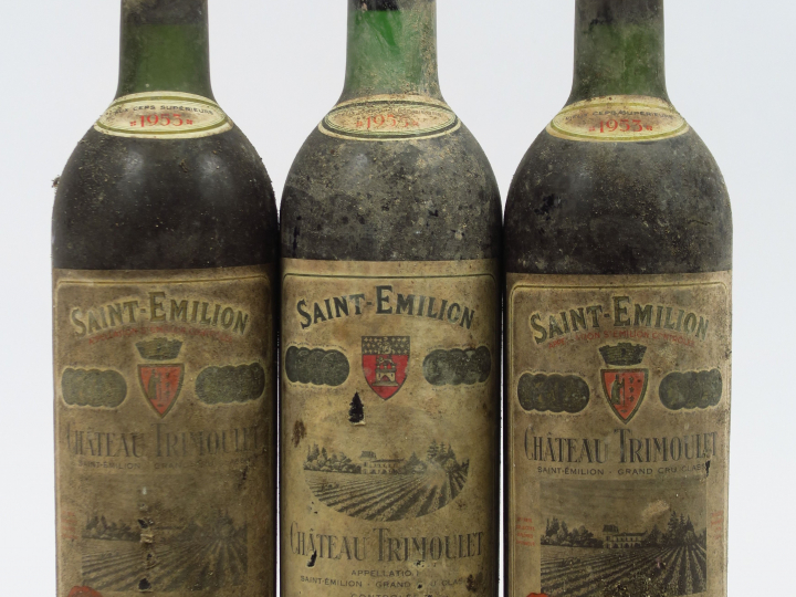 3 BOUTEILLES CHÂTEAU TRIMOULET GCC ST EMILION : 2 de 1953 BG/ES/EF - 1