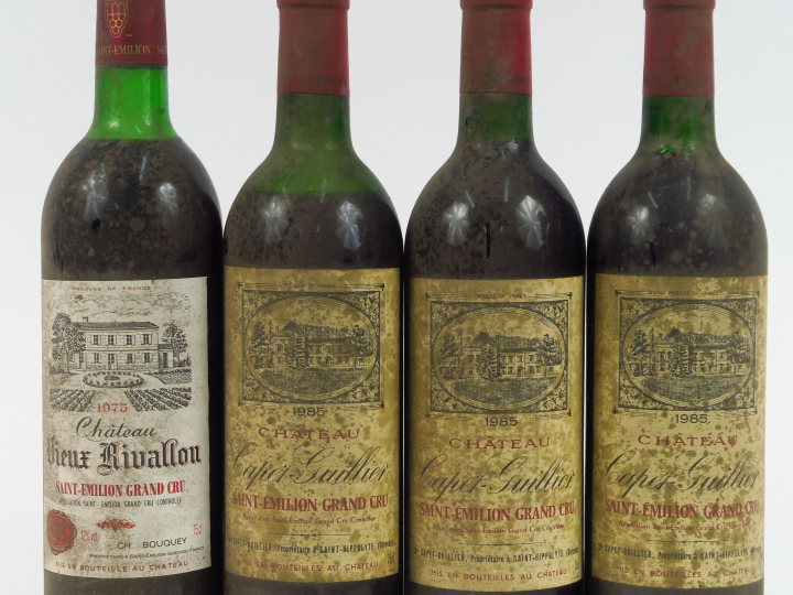 4 BOUTEILLES : 1 CHÂTEAU VIEUX RIVALLON GC ST EMILION 1975 HEP - 3 CHÂ