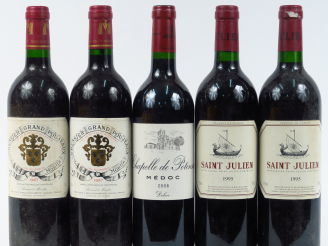 Vente aux enchères 5 BOUTEILLES : 2 GRESSIER GRAND POUJEAUX MOULIS 1997 - 2 ST JULIEN DE 