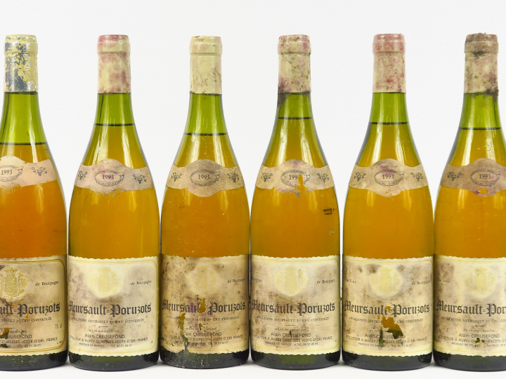 6 BOUTEILLES MEURSAULT PORUSOTS 1er CRU A. CREUSEFOND - 1993 - 3 à 3 C