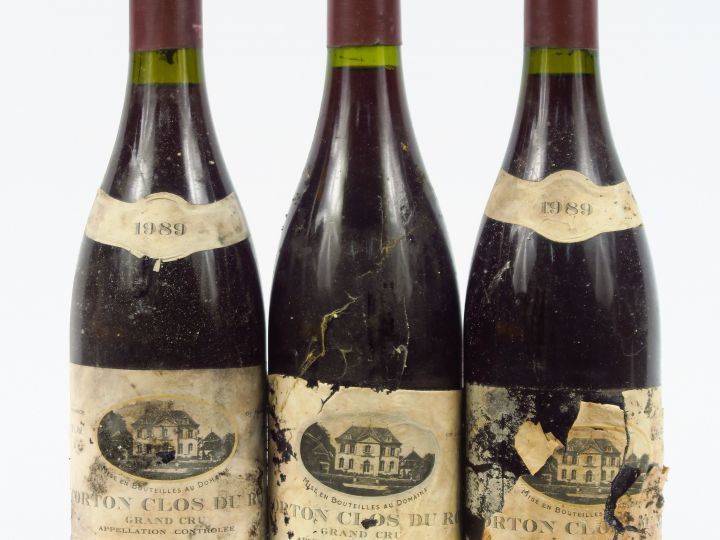 3 BOUTEILLES CORTON GC 'CLOS DU ROI' CHANDON DE BRIAILLES - 1989 - EA/