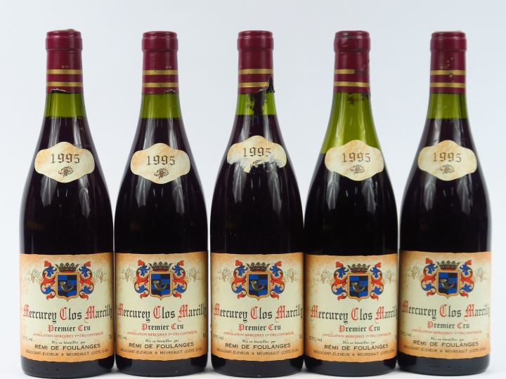 5 BOUTEILLES MERCUREY 1er CRU 'CLOS MARCILLY' R. BRILLARD - 1995 1 à 5