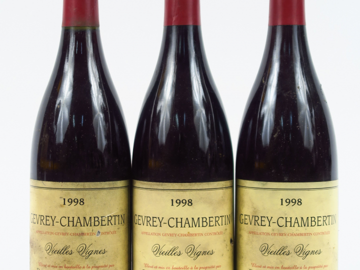 3 BOUTEILLES GEVREY CHAMBERTIN V.V. A. BURGUET - 1998 - ELA