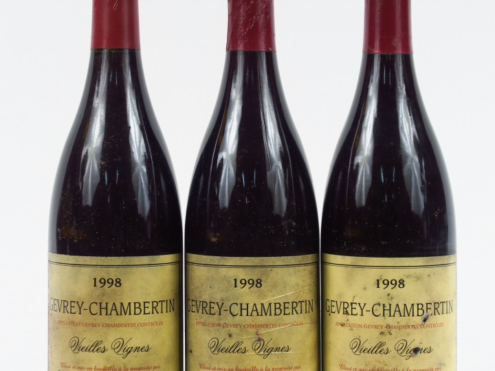3 BOUTEILLES GEVREY CHAMBERTIN V.V. A. BURGUET - 1998 - ELA