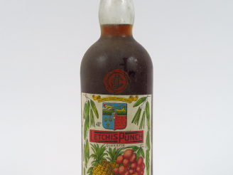 Vente aux enchères 1 VIEILLE BOUTEILLE LETCHIS PUNCH DIGESTIF DISTILLERIE SOCIETE J. CHAT