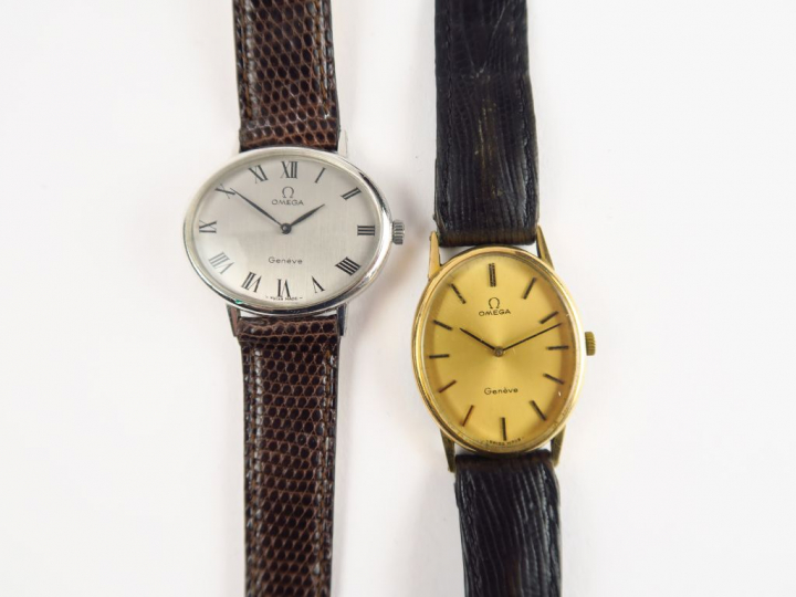 OMEGA. Deux montres bracelet, boitiers en métal
