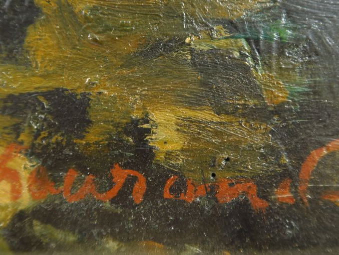 CHAURAND-NAURAC "Balade à cheval à Payzac" Huile sur carton. Signée en