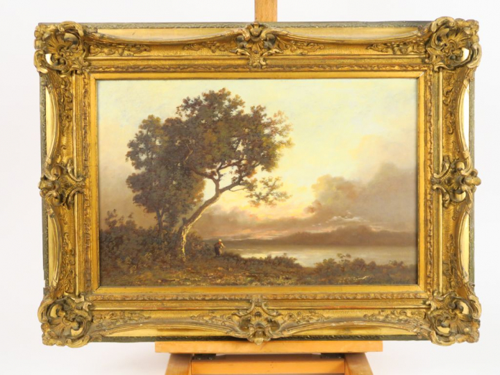 Léon RICHET « Paysages » Paire d’huiles sur toile.  Signées en bas à g