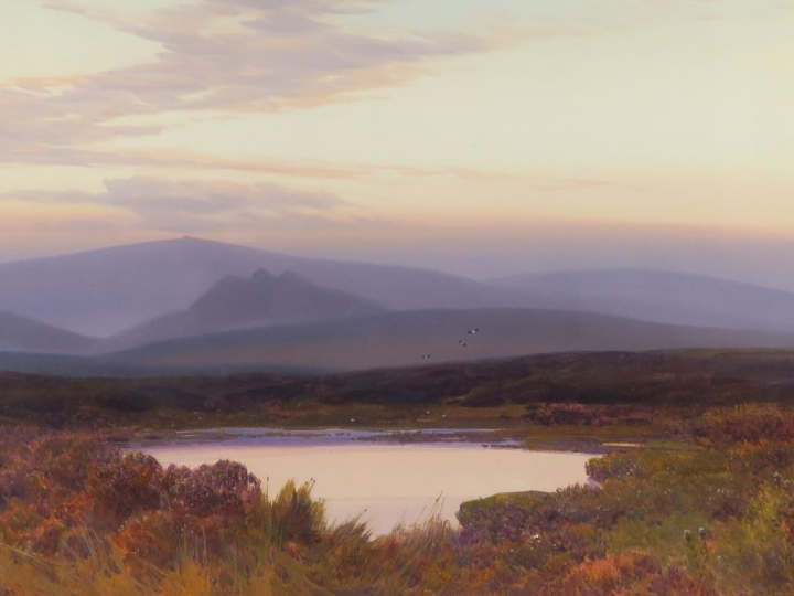 F. J. WIDGERY "Paysage anglais" Gouache.  Signée en bas à gauche.  36 