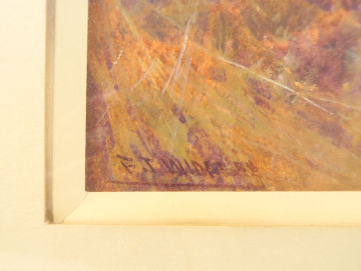 F. J. WIDGERY "Paysage anglais" Gouache.  Signée en bas à gauche.  36 