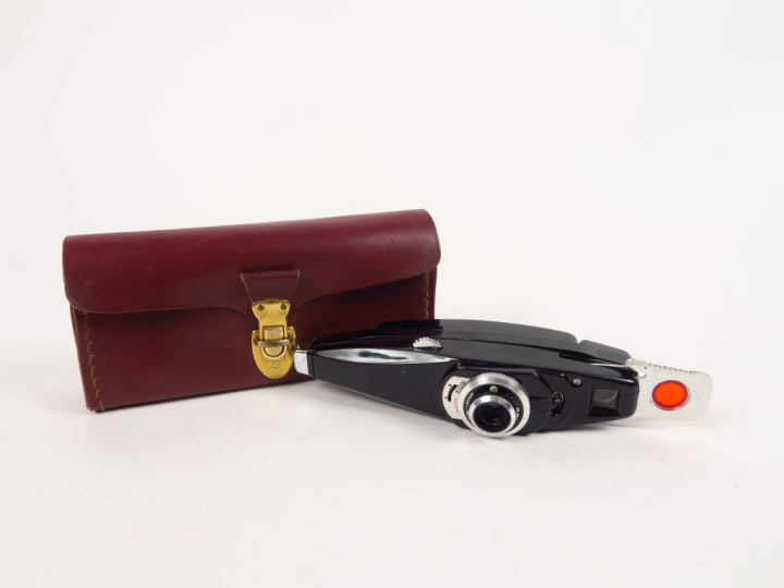 Miniature. SECAM. Stylophot, modèle noir couleur avec son étui.