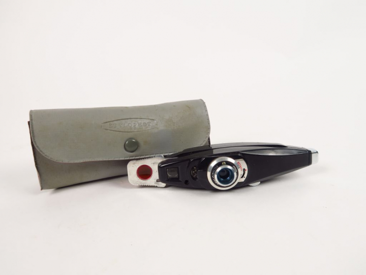 Miniature. SECAM. Stylophot, modèle noir couleur avec son étui.