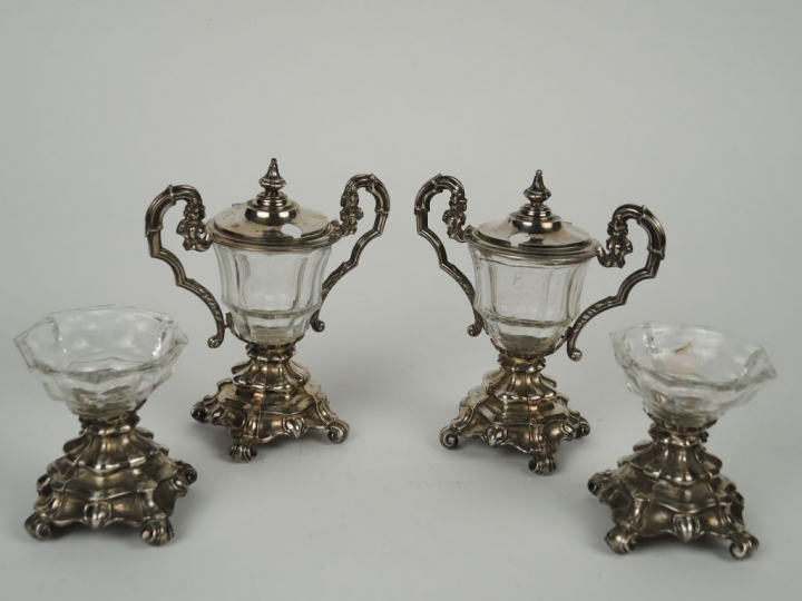 Garniture de table Napoléon III de style Louis XV, en argent, poinçon 